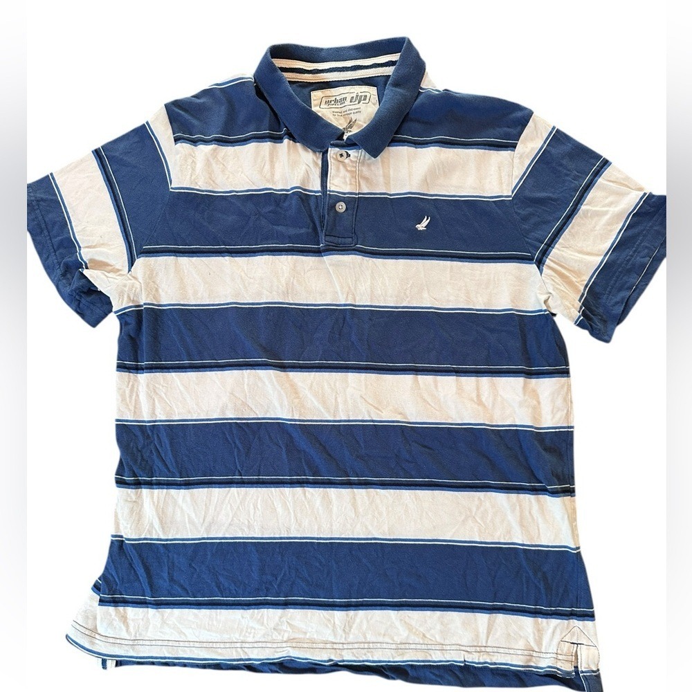 Urban Pipeline Polo Shirt Mens XXL Blue White Striped Excellent Cotton Short Slv